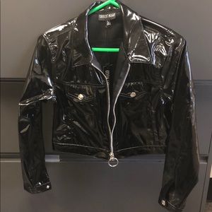 NEW cropped PVC /vinyl jacket. Large.